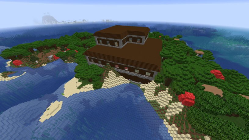 Spawn in Woodland Mansion on an Island Seed