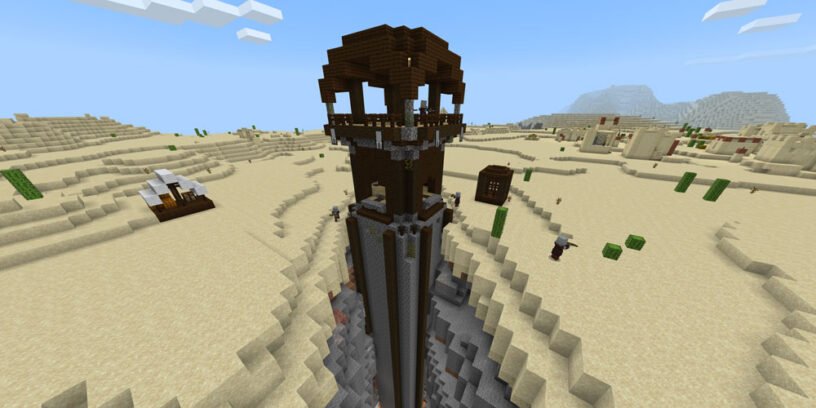 Desert Village w/Pillager Outpost in a Ravine (Bedrock - 1.14.6)