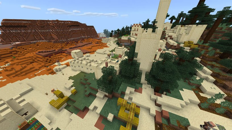 Badlands & Giant Tree Taiga - Desert Village (Bedrock - 1.15+)