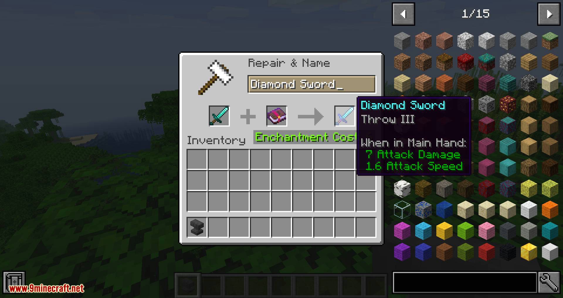 Weapon Throw mod for minecraft 02