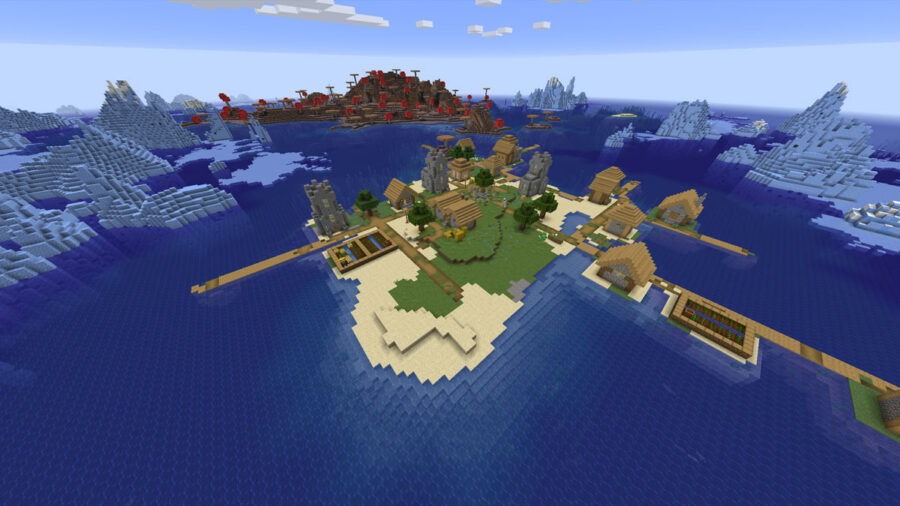 Village Near Mushroom Island, Surrounded by Ice