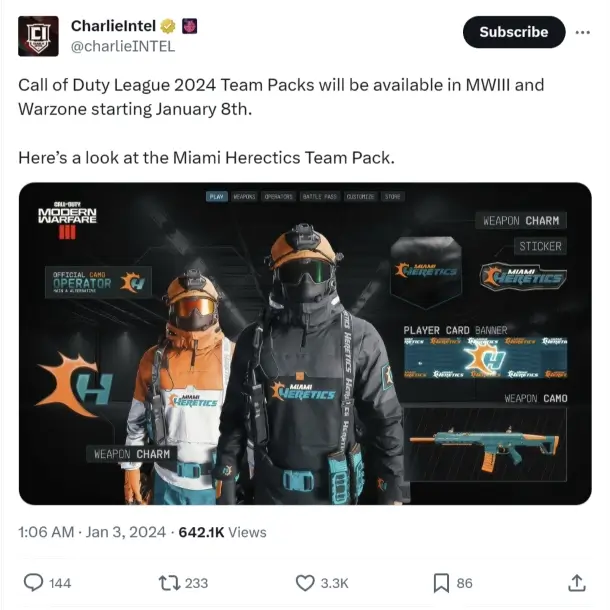 Call of Duty League Team Packs Release Date