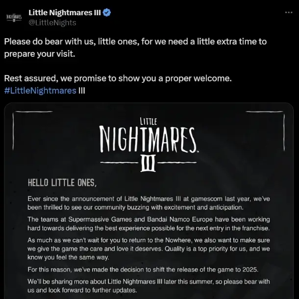 Little Nightmares 3 Enters Deeper Sleep Release Date Delayed to 2025