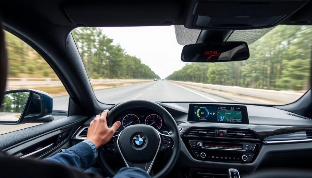 BMW Adaptive Cruise Control with steering assist demonstration BMW Adaptive Cruise Control with steering assist demonstration