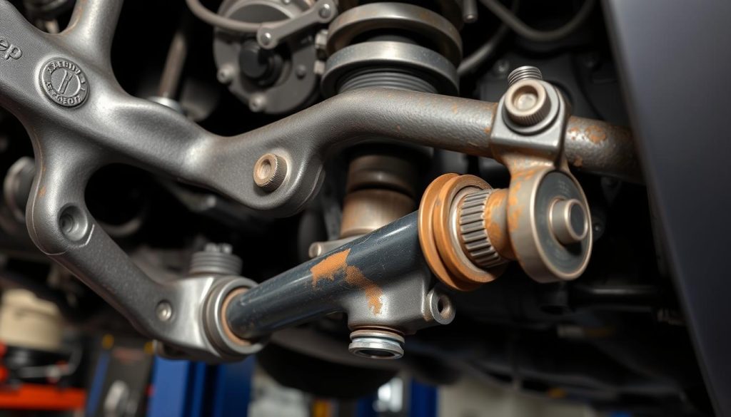 Jeep Compass suspension components showing control arm and tie rod issues Jeep Compass suspension components showing control arm and tie rod issues