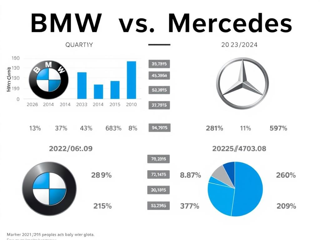 Infographic showing BMW vs Mercedes global sales comparison for 2023-2024 Infographic showing BMW vs Mercedes global sales comparison for 2023-2024