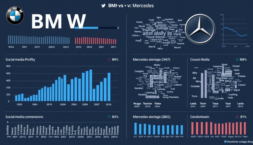 Social media sentiment analysis visualization for BMW vs Mercedes online conversations Social media sentiment analysis visualization for BMW vs Mercedes online conversations
