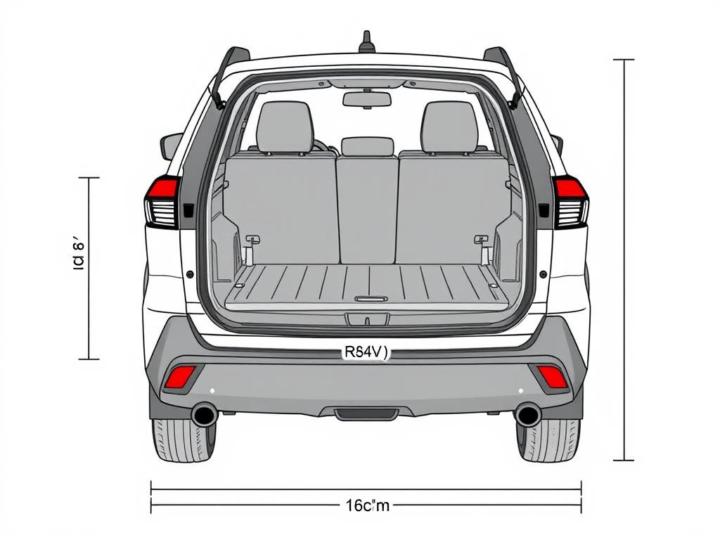 RAV4 trunk dimensions showing width, depth and height measurements RAV4 trunk dimensions showing width, depth and height measurements