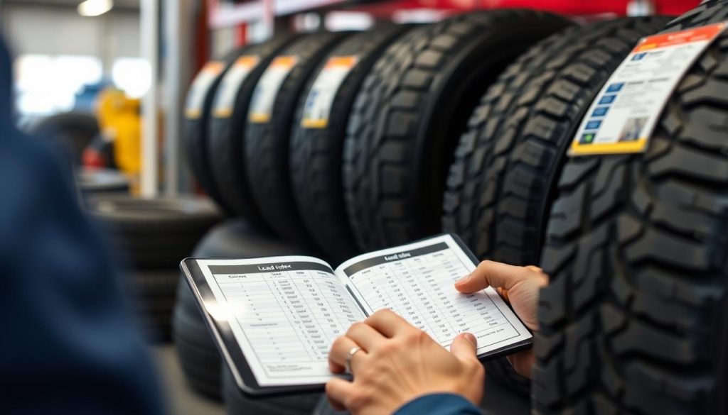 Tire load index chart being used to select proper tires Tire load index chart being used to select proper tires