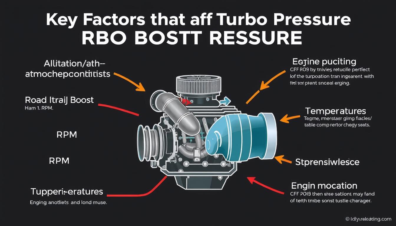 Various factors affecting turbo boost pressure in an engine system
